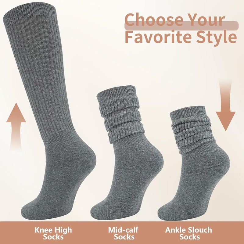 Socksfad Store Slouchy Boot Socks for Women, Soft Knit Scrunch Knee High Long Socks 4 Pairs 6-12 - Image 3